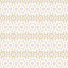 Load image into Gallery viewer, Patterned background with geometric diamond shapes and floral elements on a beige and white background. From the Bohemian Spirit Collection by Dots & Glory for Cloud9 Fabrics sold at globalfibershop.com.