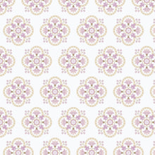 Load image into Gallery viewer, Pattern of pink floral designs on a white background. From the Bohemian Spirit Collection by Dots & Glory for Cloud9 Fabrics sold at globalfibershop.com.