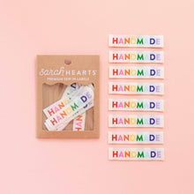 Load image into Gallery viewer, Sarah Hearts | "Handmade" Woven Sewing Labels - Rainbow Colors