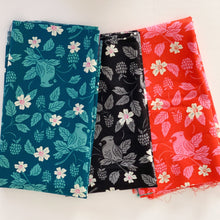 Load image into Gallery viewer, Backyard, brought to you by RSS designer Sarah Watts, features a vibrant color palette of blues and fuschia pinks and celebrates the flora, fauna and creatures found in our backyards. Available at globalfibershop.com.