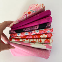 Load image into Gallery viewer, Backyard, brought to you by RSS designer Sarah Watts, features a vibrant color palette of blues and fuchsia pinks and celebrates the flora, fauna and creatures found in our backyards. Available at global fiber shop.com.