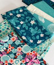 Load image into Gallery viewer, Backyard, brought to you by RSS designer Sarah Watts, features a vibrant color palette of blues and fuschia pinks and celebrates the flora, fauna and creatures found in our backyards. Available at globalfibershop.com.