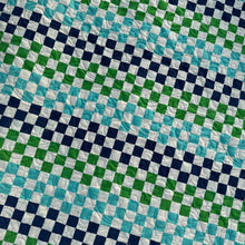 Load image into Gallery viewer, Checkered fabric pattern with blue, green, and white squares