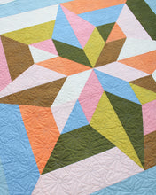 Load image into Gallery viewer, Colorful geometric quilt with star pattern on a white background. Arete Quilt bundle in Jewel by Eudaimonia Studio, available at globalfibershop.com.