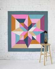 Load image into Gallery viewer, Colorful geometric quilt with star pattern on a white background. Arete Quilt bundle in Jewel by Eudaimonia Studio, available at globalfibershop.com.