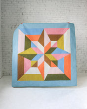 Load image into Gallery viewer, Colorful geometric quilt with star pattern on a white background. Arete Quilt bundle in Jewel by Eudaimonia Studio, available at globalfibershop.com.