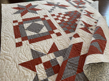 Load image into Gallery viewer, 2024 Suzy Sampler Quilt in Red and Grey Wildflower Wovns by globalfibershop.com.