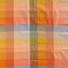 Load image into Gallery viewer, When you think light and cheery, think Lumiere. Fableism Supply Co.'s brand new wide-width 100% cotton collection with rainbows galore. Made with the apparel sewist in mind, they created these sunshiny cottons in a sweeping bouquet of prismatic rainbow color. Go bold or go retro! These wide width plaids and checkers will make for dazzling pieces. Available at globalifbershop.com.