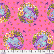 Load image into Gallery viewer, Colorful dragon pattern on a pink background with flowers and leaves.