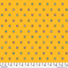 Load image into Gallery viewer, Pattern of colorful eyes on a yellow background with a ruler at the bottom.