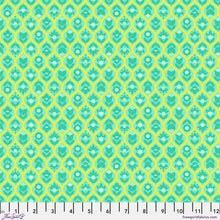Load image into Gallery viewer, Floral Patterned fabric with green and yellow design on a white background