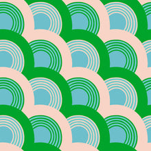 Load image into Gallery viewer, Flowerland, brought to you by Ruby Star Society designer Melody Miller, features a vibrant color palette blue, green, pink and gold - and her signature floral and butterfly prints. Available at globalfibershop.com.