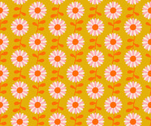 Load image into Gallery viewer, Flowerland, brought to you by Ruby Star Society designer Melody Miller, features a vibrant color palette blue, green, pink and gold - and her signature floral and butterfly prints. Available at globalfibershop.com.