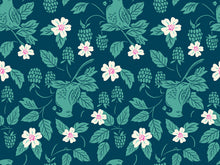 Load image into Gallery viewer, Backyard, brought to you by RSS designer Sarah Watts, features a vibrant color palette of blues and fuschia pinks and celebrates the flora, fauna and creatures found in our backyards. Available at globalfibershop.com.