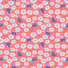 Load image into Gallery viewer, Backyard, brought to you by RSS designer Sarah Watts, features a vibrant color palette of blues and fuschia pinks and celebrates the flora, fauna and creatures found in our backyards. Available at globalfibershop.com.