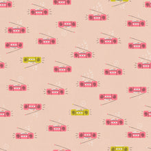 Load image into Gallery viewer, Pattern of retro radios and cassette tapes on a beige background
