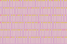 Load image into Gallery viewer, Pattern of vertical lines with small colored dots on a purple background