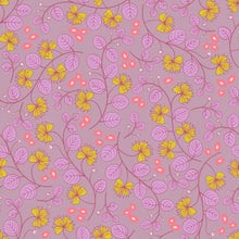 Load image into Gallery viewer, Floral pattern with yellow and pink flowers on a purple background