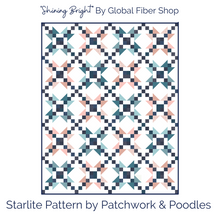 Load image into Gallery viewer, The Starlite Quilt Pattern is a wonderful scrap buster pattern. Fabric requirements are included in this listing. Global Fiber Shop also curated the Shining Bright bundle to go with this pattern. Paper pattern available at globalfibershop.com.
