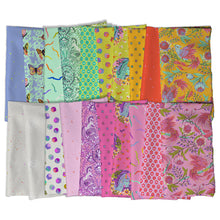 Load image into Gallery viewer, Collection of colorful fabric swatches with various patterns from Tula Pink Legendary available at globalfibershop.com.