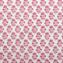 Load image into Gallery viewer, Fableism fabric with pink floral pattern on a white background. Indian Block Prints available at globalfibershop.com.