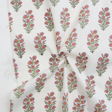 Load image into Gallery viewer, Floral fabric on a white background. Indian Block Prints available at globalfibershop.com.