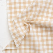 Load image into Gallery viewer, Checkered fabric with a 'NEW!' label on a white background. Camp Gingham available at globalfibershop.com.