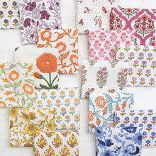 Load image into Gallery viewer, Collection of various floral and abstract patterned fabric swatches on a white background. Indian Block Prints from Fableism available at globalfibershop.com