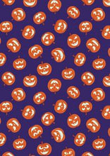 Load image into Gallery viewer, Haunted House | Pumpkin faces on purple

