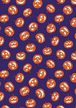 Load image into Gallery viewer, Haunted House | Pumpkin faces on purple
