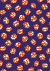 Haunted House | Pumpkin faces on purple