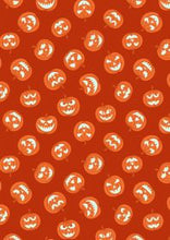Load image into Gallery viewer, Haunted House | Pumpkin faces on orange