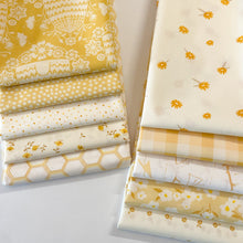 Load image into Gallery viewer, Honey Fusion by Art Gallery Fabrics sold at globalfibershop.com. Indulge your wanderlust in a field of wild daisies as bees buzz quietly overhead. Step into summer with this modern mix of fresh florals, modern geometrics and cheerful plaids.In sun kissed tones of honey, marigold and lemony yellow this collection stirs the senses.