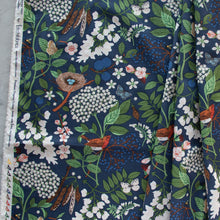 Load image into Gallery viewer, Gander the trees that produce the most beautiful of blooms, attracting lovely birds, butterflies, and bees to drink nectar, play in pollen, and seek shelter in their branches. Flowering trees features 13 prints on undyed organic cotton poplin. Sold at globalfibershop.com