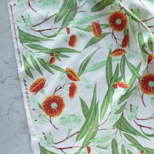 Load image into Gallery viewer, Gander the trees that produce the most beautiful of blooms, attracting lovely birds, butterflies, and bees to drink nectar, play in pollen, and seek shelter in their branches. Flowering trees features 13 prints on undyed organic cotton poplin. Sold at globalfibershop.com