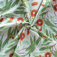 Load image into Gallery viewer, Gander the trees that produce the most beautiful of blooms, attracting lovely birds, butterflies, and bees to drink nectar, play in pollen, and seek shelter in their branches. Flowering trees features 13 prints on undyed organic cotton poplin. Sold at globalfibershop.com