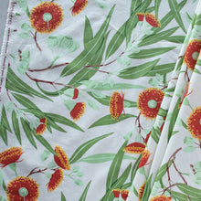 Load image into Gallery viewer, Gander the trees that produce the most beautiful of blooms, attracting lovely birds, butterflies, and bees to drink nectar, play in pollen, and seek shelter in their branches. Flowering trees features 13 prints on undyed organic cotton poplin. Sold at globalfibershop.com