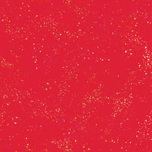Load image into Gallery viewer, Speckled, brought to you by RSS designer Rashida Coleman Hall, features subtle speckled, (some metallic) blenders. We liken "speckled" to your happiest accident paint splatter turned perfect fabric background or blender. Scarlett is a red background with gold and pink speckles.