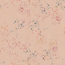 Load image into Gallery viewer, Speckled, brought to you by RSS designer Rashida Coleman Hall features subtle speckled, some metallic, blenders.  We liken &quot;speckled&quot; to your happiest accident paint splatter turned perfect fabric background or blender. Sunstone is a pinkish tan background with blue, purple and gold speckles. 
