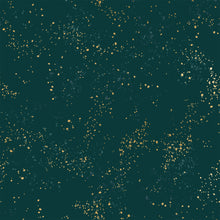 Load image into Gallery viewer, Speckled, brought to you by RSS designer Rashida Coleman Hall features subtle speckled, some metallic, blenders.  We liken &quot;speckled&quot; to your happiest accident paint splatter turned perfect fabric background or blender. Pine is an evergreen background with blue and cream speckles.
