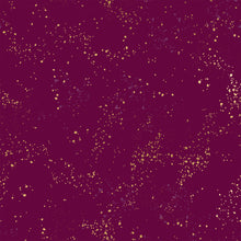 Load image into Gallery viewer, Speckled, brought to you by RSS designer Rashida Coleman Hall, features subtle speckled, (some metallic) blenders. We liken &quot;speckled&quot; to your happiest accident paint splatter turned perfect fabric background or blender. Sold at globalfibershop.com. Purple Velvet features cream and gold speckles.
