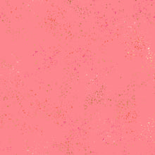 Load image into Gallery viewer, Speckled, brought to you by RSS designer Rashida Coleman Hall features subtle speckled, some metallic, blenders. We liken &quot;speckled&quot; to your happiest accident paint splatter turned perfect fabric background or blender. Sold at globalfibershop.com. Sorbet features a pink background with pink, cream and gold speckles.
