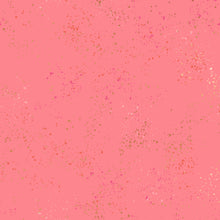 Load image into Gallery viewer, Speckled, brought to you by RSS designer Rashida Coleman Hall features subtle speckled, some metallic, blenders. We liken "speckled" to your happiest accident paint splatter turned perfect fabric background or blender. Sold at globalfibershop.com. Sorbet features a pink background with pink, cream and gold speckles.