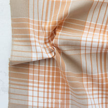 Load image into Gallery viewer, Introducing the Arcade Wovens collection by Fableism Supply Company. Arcade Wovens features 15 shades of yarn-dyed wovens in Fabelism's signature earth tone palette inspired by natural elements . Rustic is a creamy caramel rust combination.These plaids are excellent staples in quilting, homewares and garments and make gorgeous quilt backs.