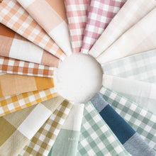 Load image into Gallery viewer, Camp Ginghams collection brings forth a classic woven style in gorgeous colors, reminiscent of retro camp uniforms. Think Moonrise Kingdom meets classic gingham! Camp Gingham is offering two sizes of yarn-dyed cotton gingham 3/8″ and 2.25″. Each size has a multitude of purposes from quilts, to apparel, to table settings! Available at globalfibershop.com.