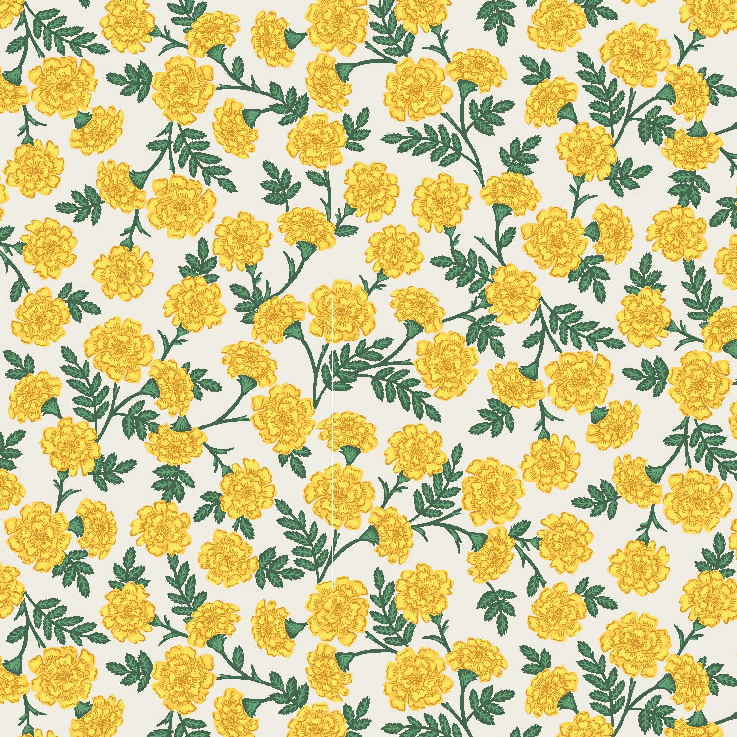 RP904-YE1 Rifle Paper Co. Dianthus Yellow Fabric, image size:1500x1500