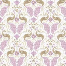 Load image into Gallery viewer, Decorative pattern with peacocks and flowers on a white background. From the Bohemian Spirit Collection by Dots &amp; Glory for Cloud9 Fabrics sold at globalfibershop.com.
