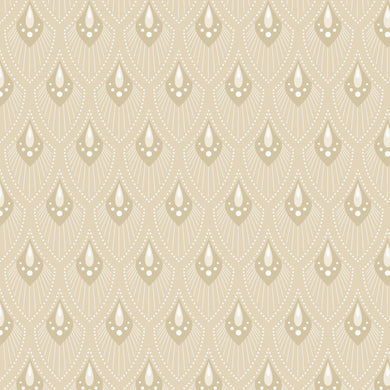 Decorative pattern with teardrop shapes on a beige background.Pattern of teardrop shapes on a light purple background. From the Bohemian Spirit Collection by Dots & Glory for Cloud9 Fabrics sold at globalfibershop.com.