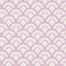 Load image into Gallery viewer, Pattern of overlapping circular shapes with floral elements on a light purple background. Decorative pattern with teardrop shapes on a beige background. From the Bohemian Spirit Collection by Dots &amp; Glory for Cloud9 Fabrics sold at globalfibershop.com.
