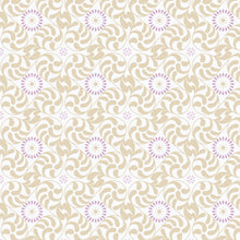 Load image into Gallery viewer, Patterned background with beige and purple swirls. From the Bohemian Spirit Collection by Dots &amp; Glory for Cloud9 Fabrics sold at globalfibershop.com.

